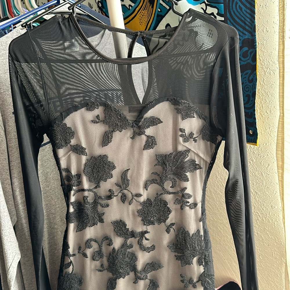 Mesh/lace black dress